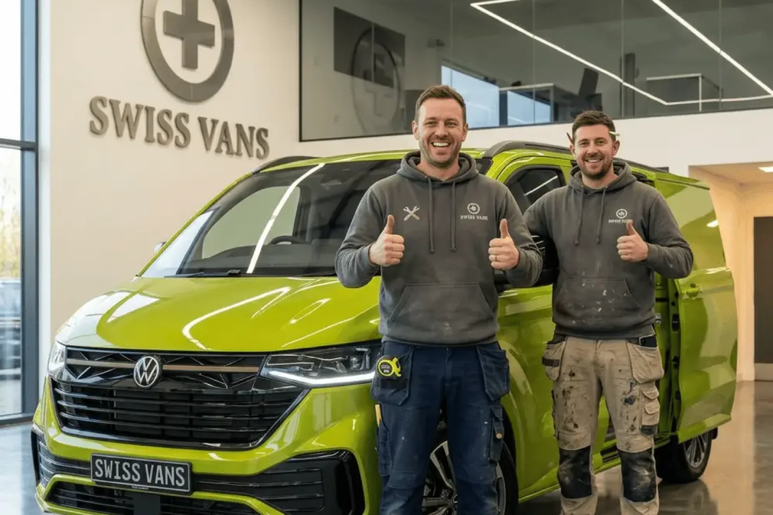 Swiss Vans showroom — van finance available on all makes and models