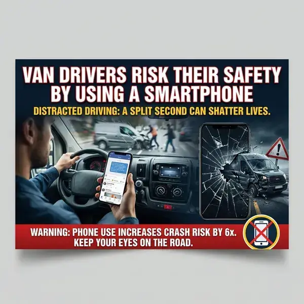 "Van drivers risk their safety by using a smartphone