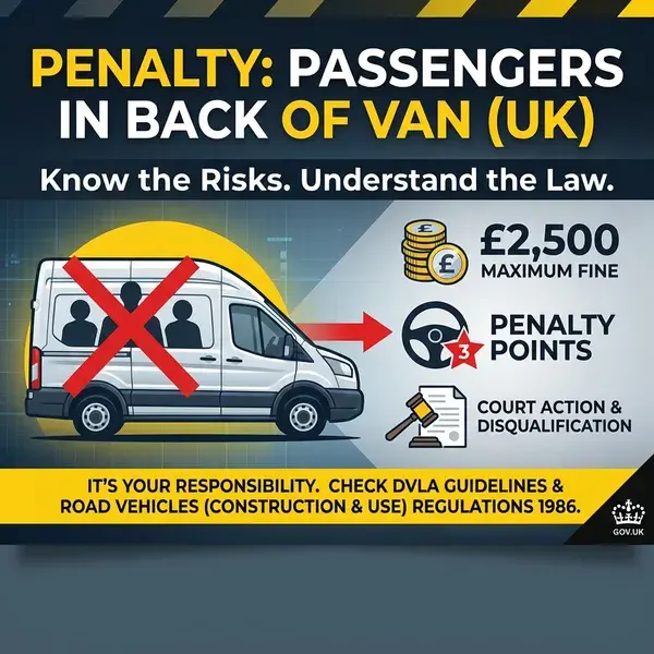 Penalty for Having Passengers in Back of Van in the UK