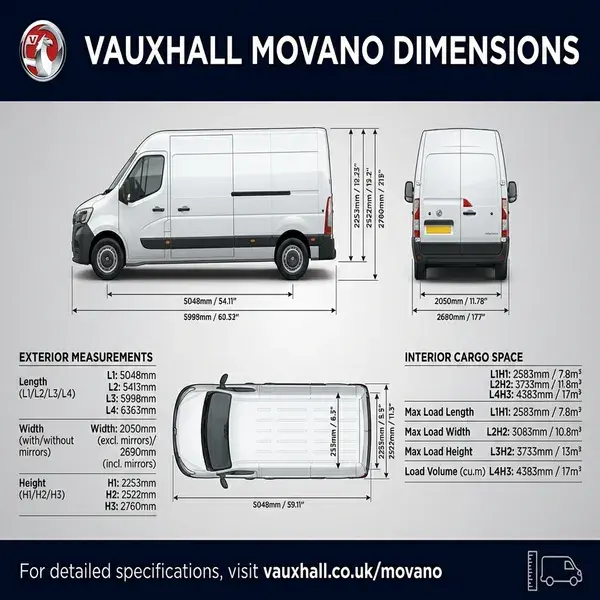 Vauxhall Movano Dimensions