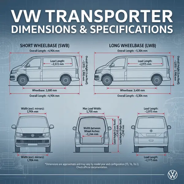 vw transporter dimensions