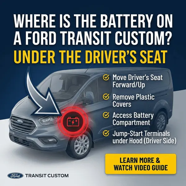 Where is the battery on a Ford Transit Custom