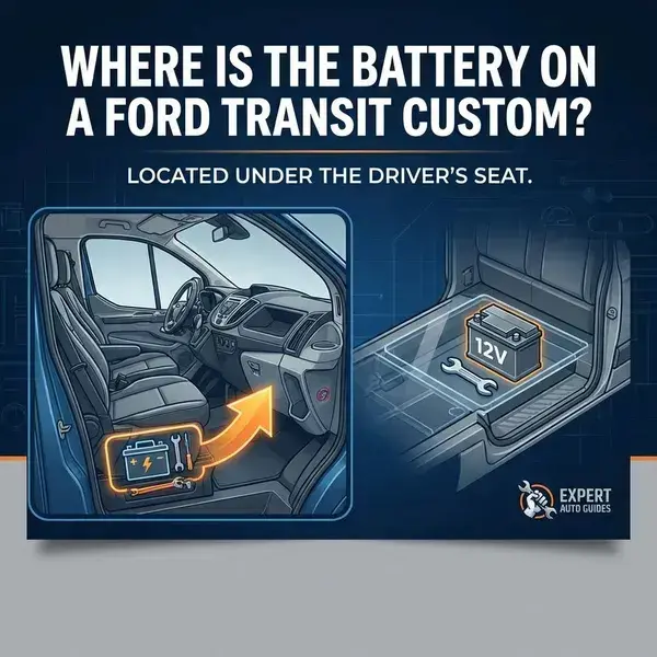 Where is the battery on a Ford Transit Custom?